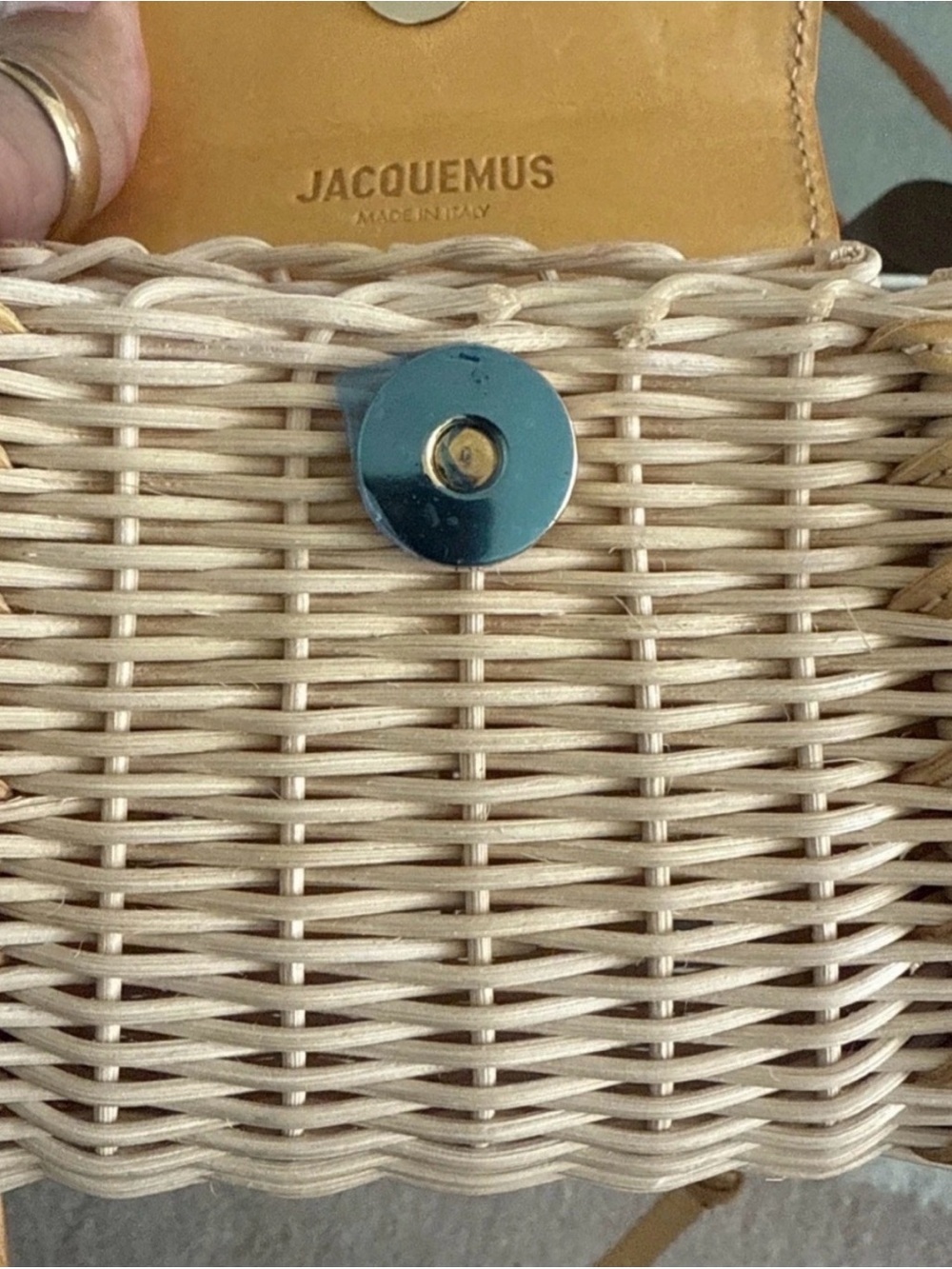 Jacquemus Le Chiquito Moyen Osier Leather and Cream Wicker Mini Bag - Picture 7 of 7